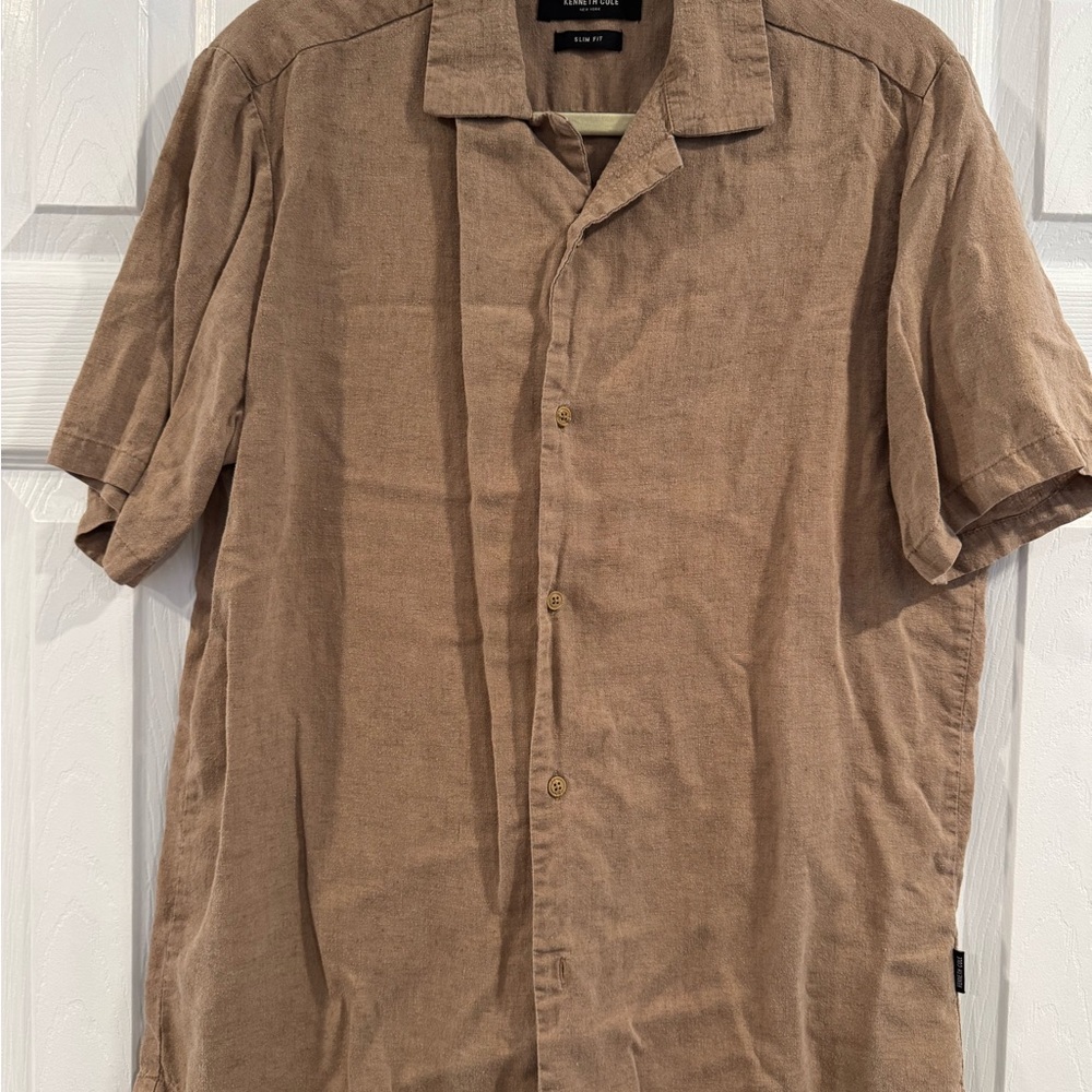 Kenneth Cole Men's Brown Casual Button Down Shirt